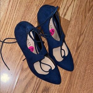 Charles By Charles David Navy Lace-Up wedges shoes